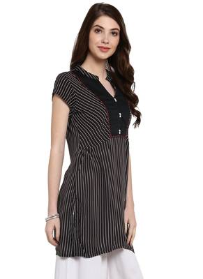 Black printed polyester kurti 4