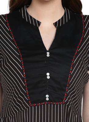 Black printed polyester kurti 5