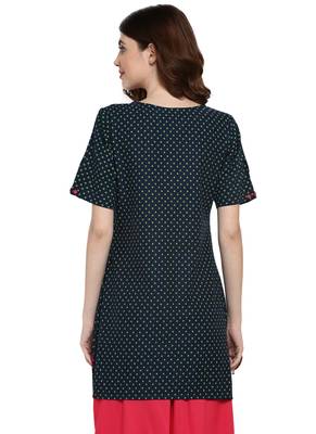 Blue printed cotton kurti 2