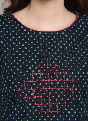 Blue printed cotton kurti 5