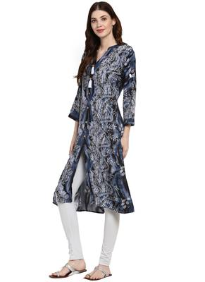 Grey printed viscose kurti 3