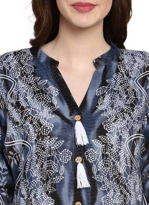 Grey printed viscose kurti 5