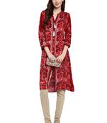 Maroon printed cotton kurti