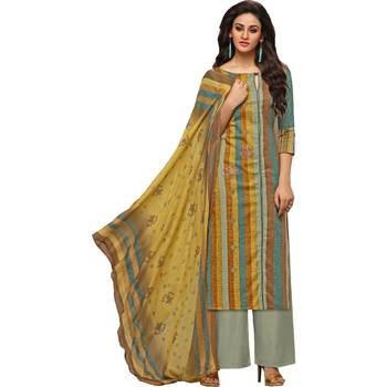 Multicolor Satin Cotton Printed & Embroidered Women's Palazzo Suit 1
