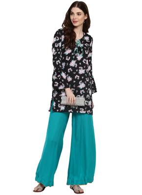 Black printed viscose kurti 1