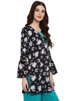 Black printed viscose kurti 4