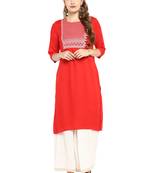 Red plain rayon kurti