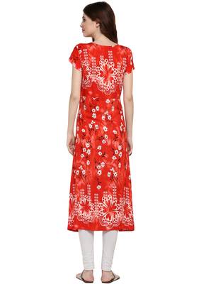 Red printed viscose kurti 2