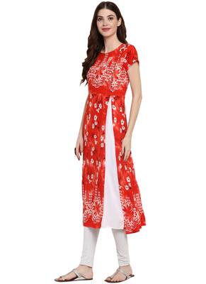 Red printed viscose kurti 3