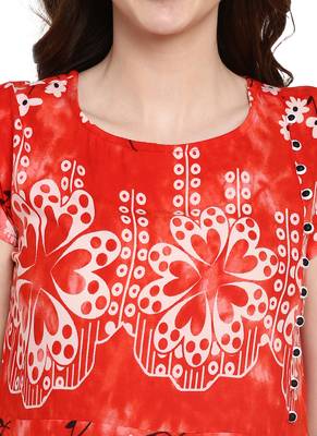 Red printed viscose kurti 5