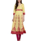 Yellow printed viscose kurti