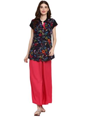 Black printed viscose kurti 1