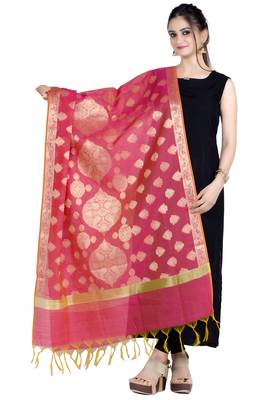 peach Banarasi Chanderi Dupatta 1