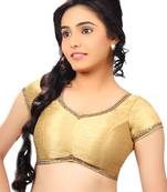 Gold dupion silk unstitched blouse fabric