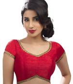 Red dupion silk unstitched blouse fabric