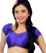 Royal blue dupion silk unstitched blouse fabric