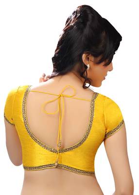Yellow dupion silk unstitched blouse fabric 2