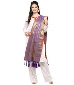 Blue And Golden Banarasi Style Dupatta With Tassel