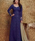 Blue embroidered georgette Anarkali Suit