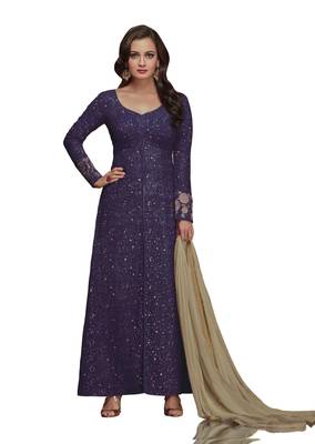 Blue embroidered georgette Anarkali Suit 2
