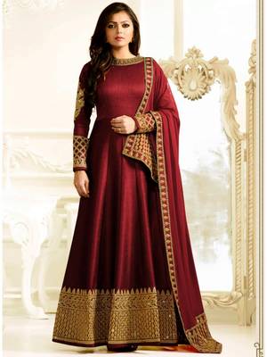 Red embroidered georgette Anarkali Suit 1