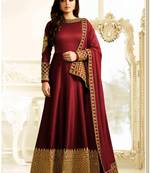 Red embroidered georgette Anarkali Suit