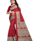 Red woven art silk saree with blouse