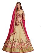 Golden Embroidered Georgette Semi Stitched Lehenga