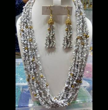 White Stones Multilayered Necklace Set 1