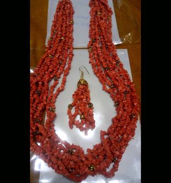 Red Stones Multilayered Necklace Set 1