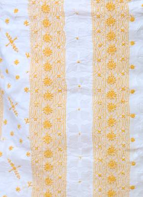 Ada Hand Embroidered  Lucknow White Cotton Chikankari Unstitched Suit Piece 3