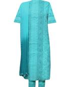 Ada Hand Embroidered Green Cotton Lucknow Chikankari Unstitched Suit Piece