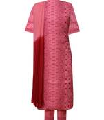 Ada Hand Embroidered Carrot Pink Cotton Lucknow Chikankari Unstitched Suit Piece
