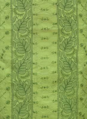 Ada Hand Embroidered Green Cotton Lucknow Chikankari Unstitched Suit Piece 3