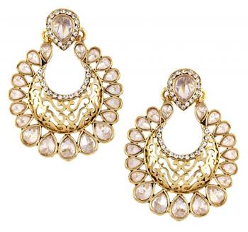 antique traditional gold ethnic kundan polki chand bali earring 1