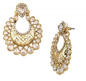 antique traditional gold ethnic kundan polki chand bali earring 2
