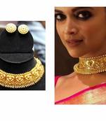 Deepika Gold Plated High Quality Choker Necklace Set