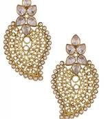 antique traditional CZ kundan pearl gold filigree large earring