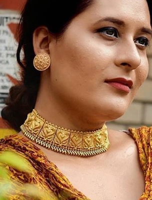 Gold Plated Temple Work Deepika Choker 