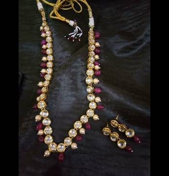 Kundan And Red Onyx Necklace Set With Pearls 1