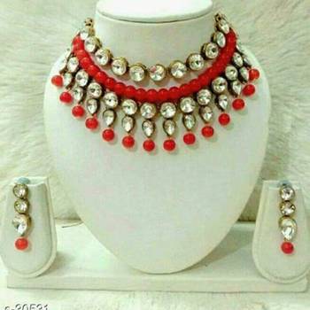 Kundan And Red Beads Necklace Set 1