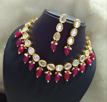 Kundan And Red Onyx Necklace Set 1