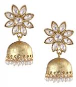delicate kundan polki american diamond gold look jhumki earring