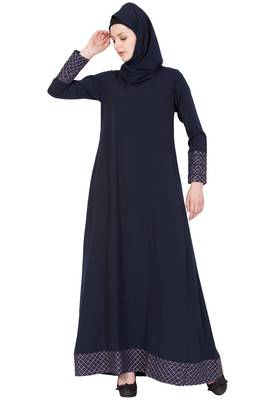 Blue kashibo Plain Stitched Islamic Abaya 1