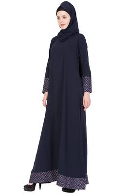 Blue kashibo Plain Stitched Islamic Abaya 2
