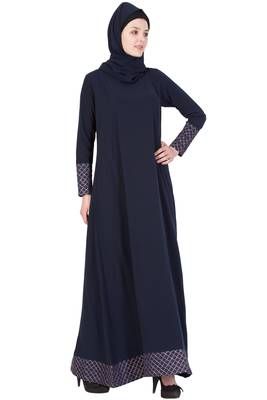 Blue kashibo Plain Stitched Islamic Abaya 3