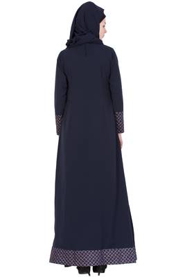 Blue kashibo Plain Stitched Islamic Abaya 4