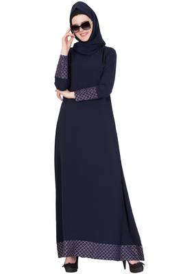 Blue kashibo Plain Stitched Islamic Abaya 6