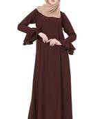 Brown kashibo Plain Stitched Islamic Abaya