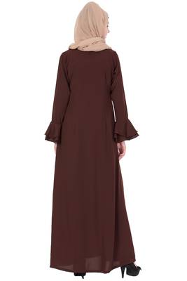 Brown kashibo Plain Stitched Islamic Abaya 5
